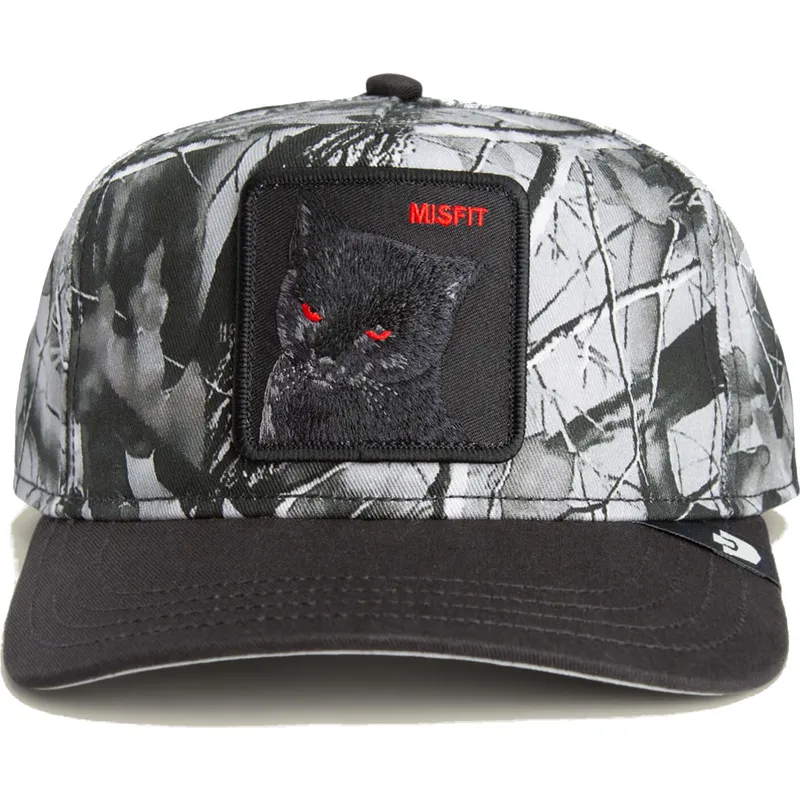 berretto-curvo-nero-snapback-gatto-misfit-camo-desaturated-camo-the-farm-di-goorin-bros