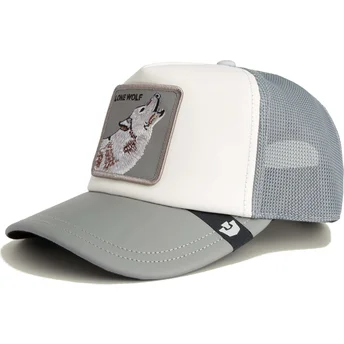 Cappellino trucker bianco e grigio lupo LFG Lone Wolf Pre-Game Seasonal The Farm di Goorin Bros.