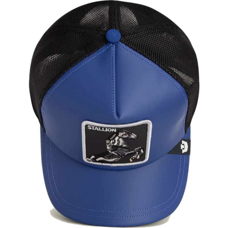 trucker-cap-blau-und-schwarz-pferd-lfg-stallion-pre-game-seasonal-the-farm-von-goorin-bros