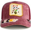cappellino-trucker-rosso-gatto-lucky-maneki-neko-happy-thoughts-the-farm-di-goorin-bros