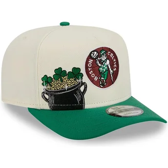 Beżowo-zielona zakrzywiona czapka snapback 9FIFTY A Frame Precurved Hardwood Classics Boston Celtics NBA New Era