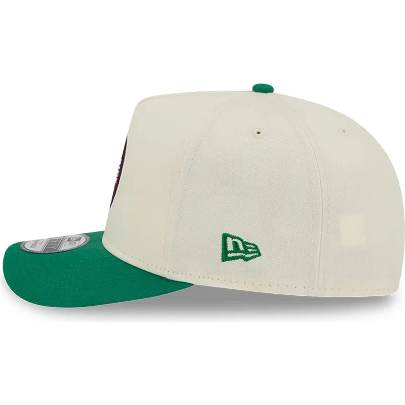 cappellino-snapback-beige-e-verde-9fifty-a-frame-precurved-hardwood-classics-dei-boston-celtics-nba-di-new-era
