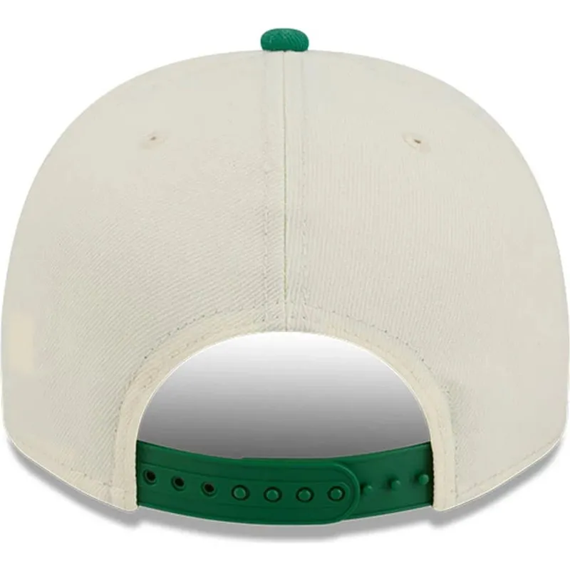bezowo-zielona-zakrzywiona-czapka-snapback-9fifty-a-frame-precurved-hardwood-classics-boston-celtics-nba-new-era