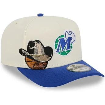 Cappellino beige e blu snapback 9FIFTY A Frame Precurved Hardwood Classics dei Dallas Mavericks NBA di New Era