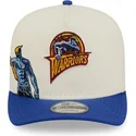 cappellino-curvo-beige-e-blu-snapback-9fifty-a-frame-precurved-hardwood-classics-di-golden-state-warriors-nba-di-new-era