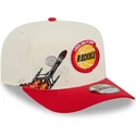 bezowo-czerwona-zakrzywiona-czapka-snapback-9fifty-a-frame-precurved-hardwood-classics-houston-rockets-nba-new-era