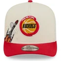 cappellino-visiera-curva-beige-e-rosso-snapback-9fifty-a-frame-precurved-hardwood-classics-di-houston-rockets-nba-di-new-era