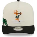 bezowo-czarna-zakrzywiona-czapka-snapback-9fifty-a-frame-precurved-hardwood-classics-milwaukee-bucks-nba-new-era