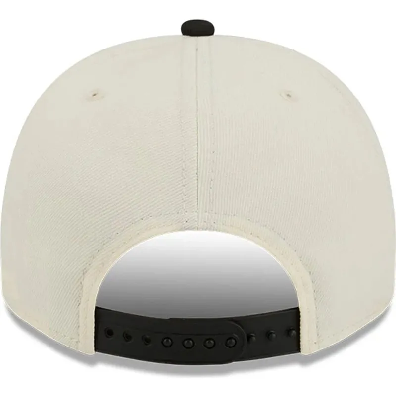 cappellino-beige-e-nero-snapback-9fifty-a-frame-precurved-hardwood-classics-dei-milwaukee-bucks-nba-di-new-era