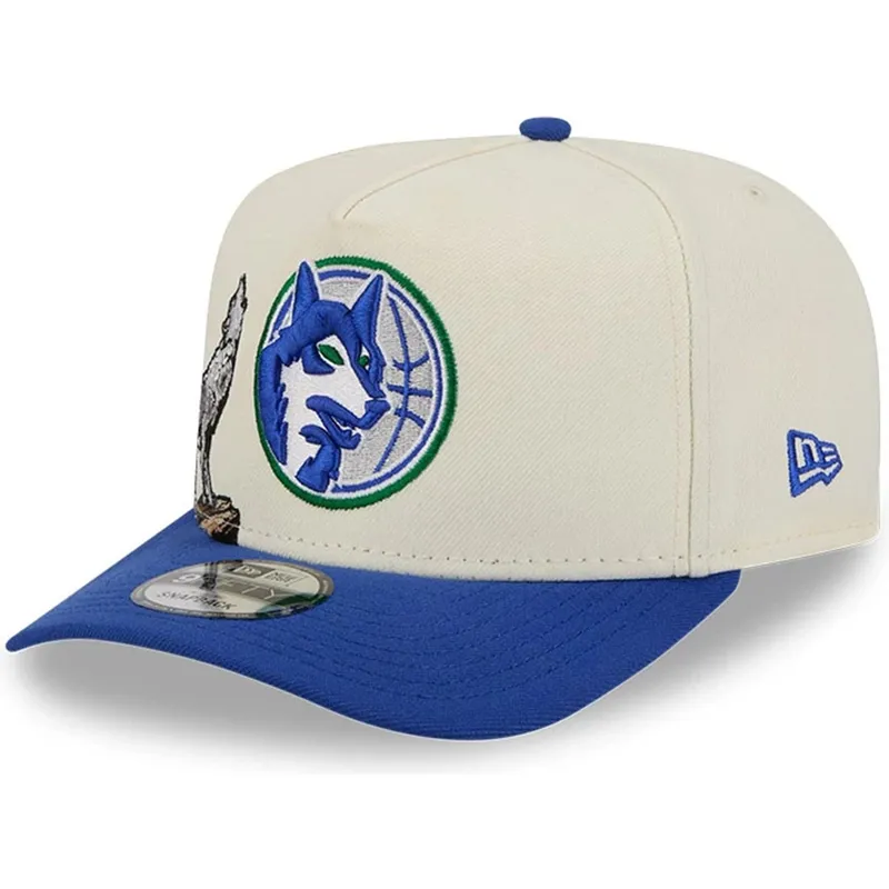 beige-und-blaue-gebogene-snapback-kappe-9fifty-a-frame-precurved-hardwood-classics-der-minnesota-timberwolves-nba-von-new-era