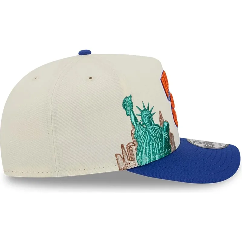 cappellino-visiera-curva-beige-e-blu-snapback-9fifty-a-frame-precurved-hardwood-classics-di-new-york-knicks-nba-di-new-era