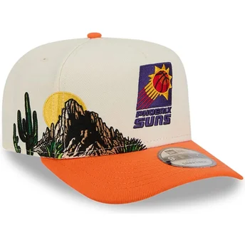 Beige och orange böjd keps snapback 9FIFTY A Frame Precurved Hardwood Classics av Phoenix Suns NBA från New Era