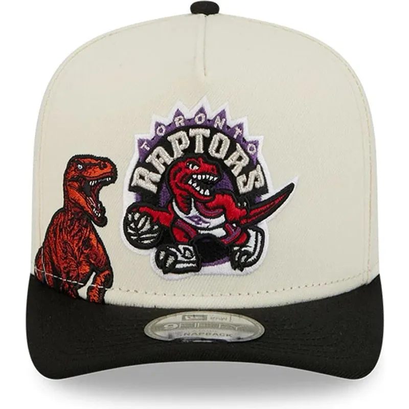 beige-och-svart-snapback-keps-9fifty-a-frame-precurved-hardwood-classics-toronto-raptors-nba-fran-new-era
