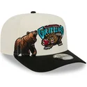 new-era-curved-brim-9fifty-a-frame-precurved-hardwood-classics-vancouver-grizzlies-nba-beige-and-black-snapback-cap