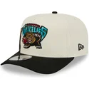 beige-und-schwarze-gebogene-snapback-kappe-9fifty-a-frame-precurved-hardwood-classics-der-vancouver-grizzlies-nba-von-new-era