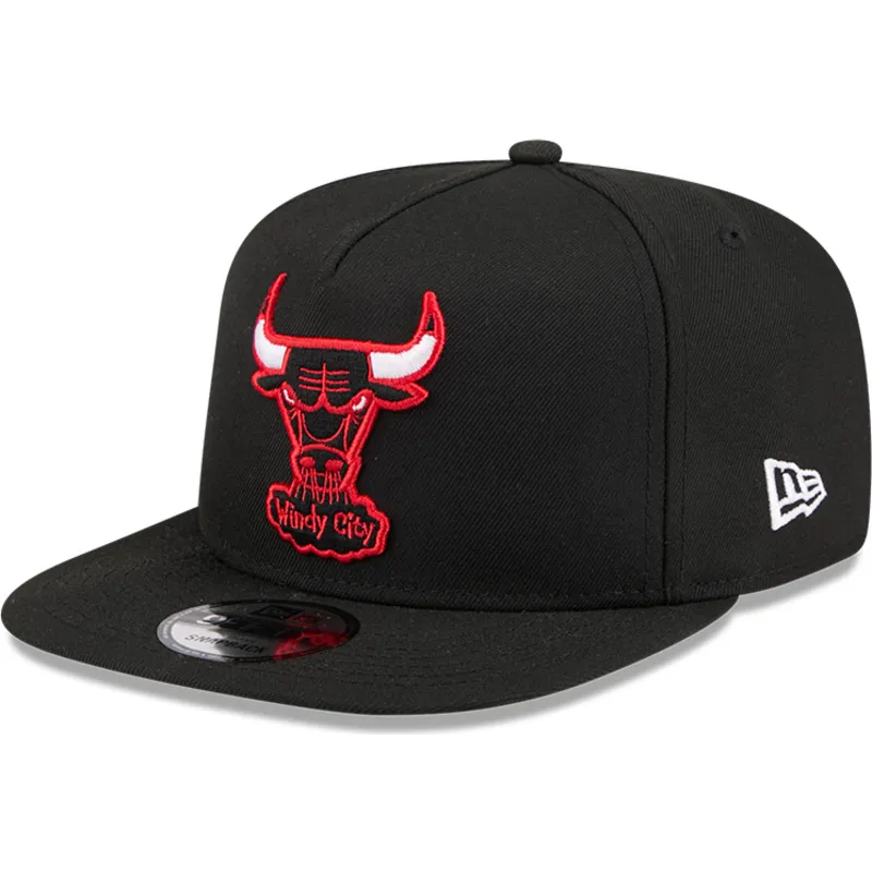 cappello-snapback-nero-a-visiera-piatta-9fifty-a-frame-hardwood-classics-dei-chicago-bulls-nba-di-new-era