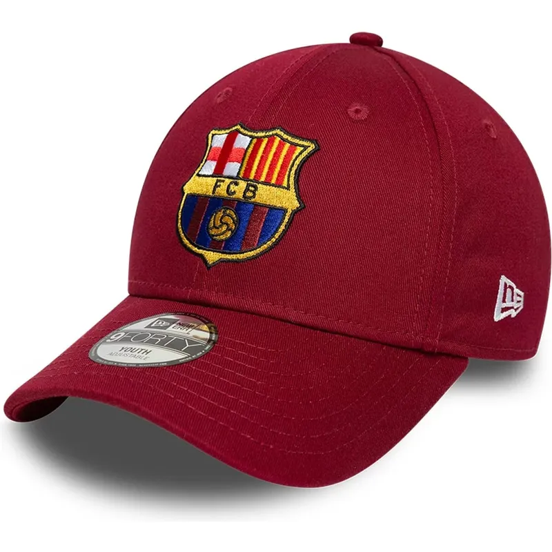 cappellino-curvo-rosso-regolabile-per-bambino-del-fc-barcelona-laliga-9forty-core-di-new-era