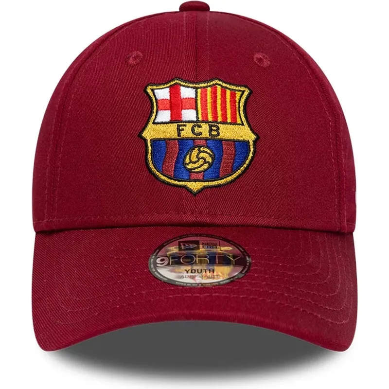 cappellino-curvo-rosso-regolabile-per-bambino-del-fc-barcelona-laliga-9forty-core-di-new-era