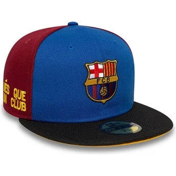 Cappello piatto blu e rosso regolabile FC Barcelona LALIGA 59FIFTY Mes Que Un Club di New Era