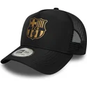 schwarze-fc-barcelona-laliga-a-frame-gold-trucker-kappe-von-new-era