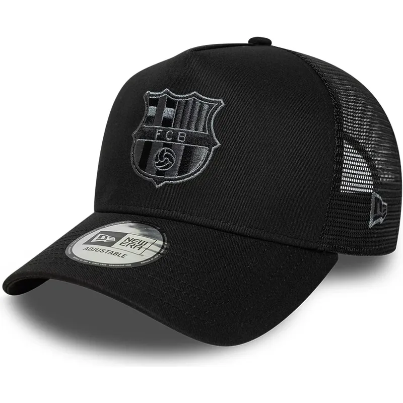 schwarze-fc-barcelona-laliga-a-frame-tonal-trucker-kappe-von-new-era