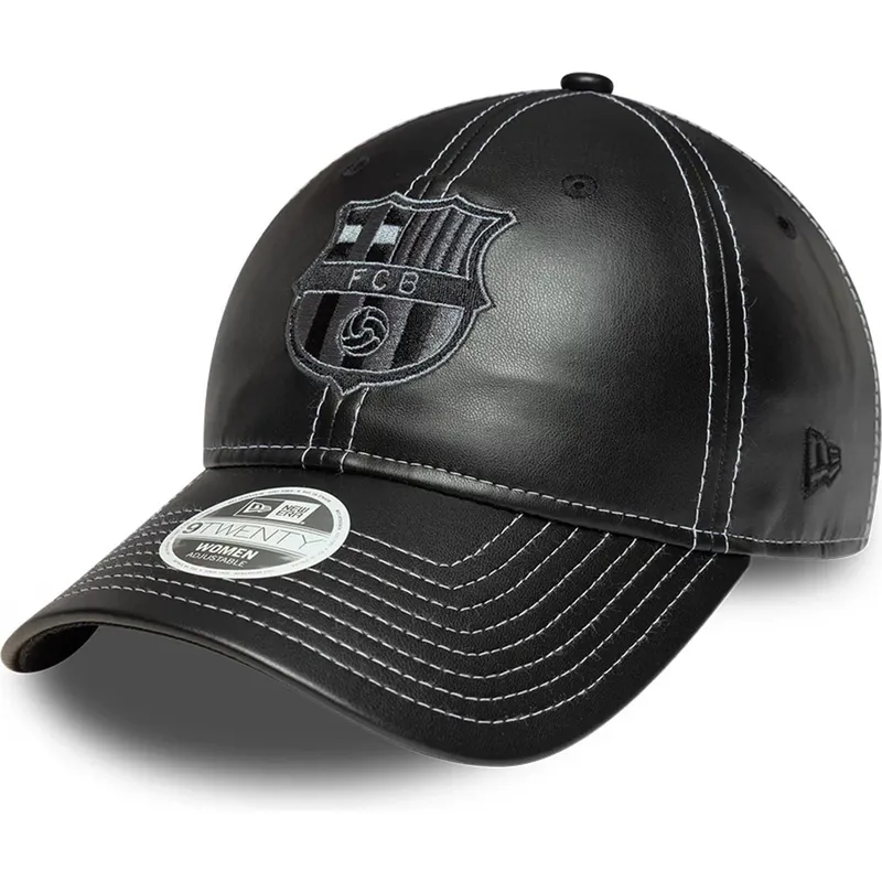 new-era-curved-brim-women-fc-barcelona-laliga-9twenty-pu-leather-black-adjustable-cap