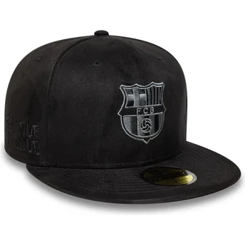Cappello piatto nero regolabile con logo nero del FC Barcelona LALIGA 59FIFTY Mes Que Un Club di New Era