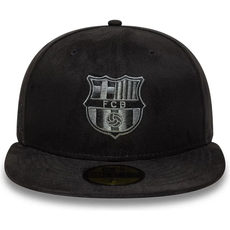 casquette-plate-noire-ajustee-avec-logo-noir-fc-barcelona-laliga-59fifty-mes-que-un-club-new-era