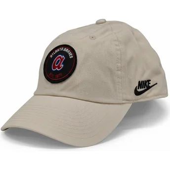 Cappellino curvo beige regolabile Club Unstructured Organic Cotton di Atlanta Braves MLB di Nike