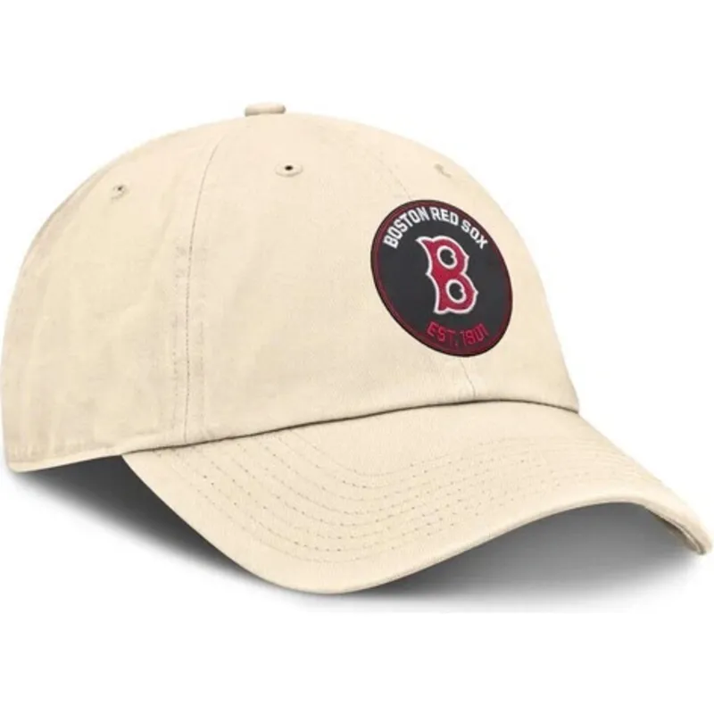 beige-verstellbare-curved-cap-club-unstructured-organic-cotton-der-boston-red-sox-mlb-von-nike