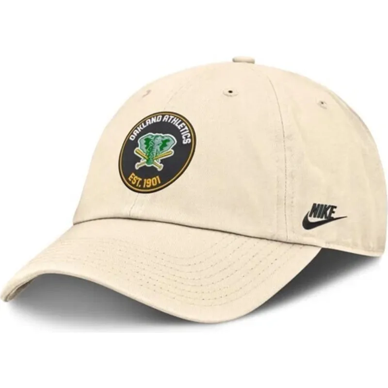 beige-bojd-justerbar-keps-club-unstructured-organic-cotton-fran-oakland-athletics-mlb-av-nike