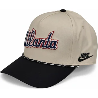 Beige och svart böjd keps snapback Rise Structured från Atlanta Braves MLB av Nike