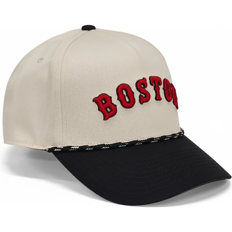 casquette-courbee-beige-et-noire-snapback-rise-structured-boston-red-sox-mlb-nike
