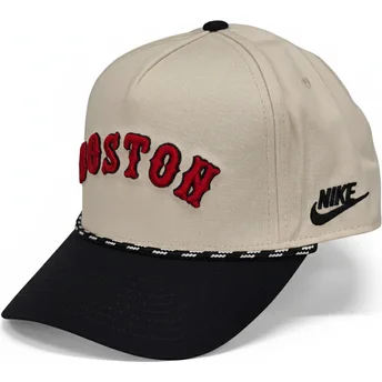 Czapka z daszkiem beżowo-czarna snapback Rise Structured Boston Red Sox MLB Nike