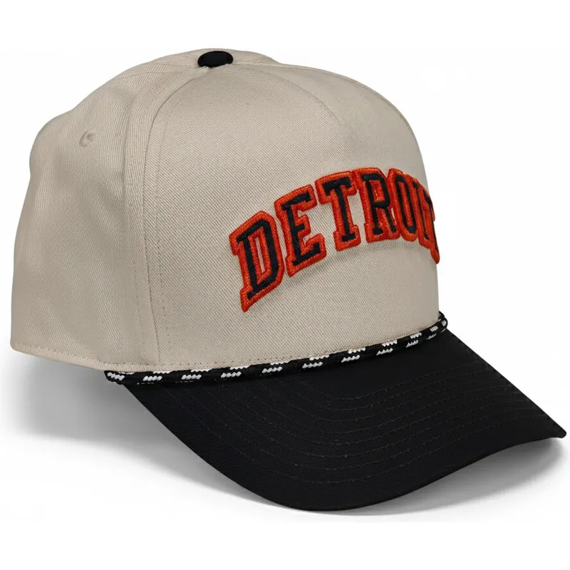 beige-och-svart-bojd-keps-snapback-rise-structured-fran-detroit-tigers-mlb-av-nike