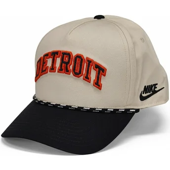 Czapka z daszkiem beżowo-czarna snapback Rise Structured Detroit Tigers MLB Nike