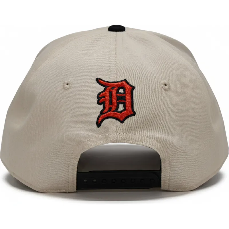beige-und-schwarze-gebogene-snapback-kappe-rise-structured-der-detroit-tigers-mlb-von-nike