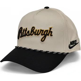Nike Curved Brim Rise Structured Pittsburgh Pirates MLB Beige and Black Snapback Cap