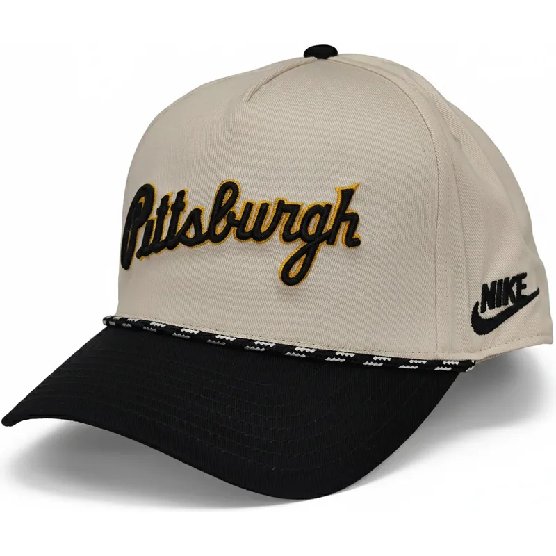 cappellino-curvo-beige-e-nero-snapback-rise-structured-di-pittsburgh-pirates-mlb-di-nike