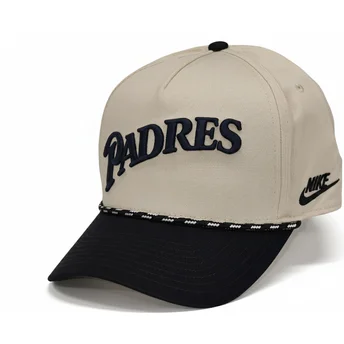 Καπέλο με καμπύλη beige και μαύρο snapback Rise Structured των San Diego Padres MLB της Nike