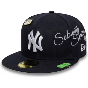Cappello piatto blu marino chiuso 59FIFTY Subway Series dei New York Yankees MLB di New Era