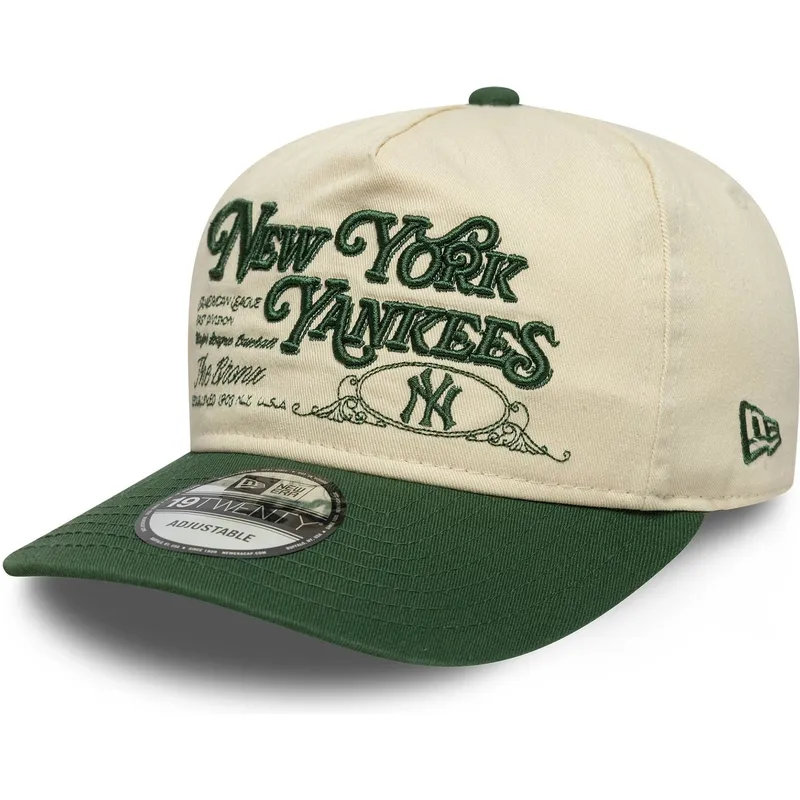cappellino-curva-beige-e-verde-regolabile-19twenty-washed-graphic-di-new-york-yankees-mlb-di-new-era