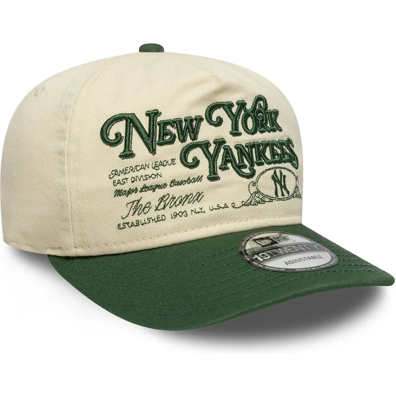 cappellino-curva-beige-e-verde-regolabile-19twenty-washed-graphic-di-new-york-yankees-mlb-di-new-era