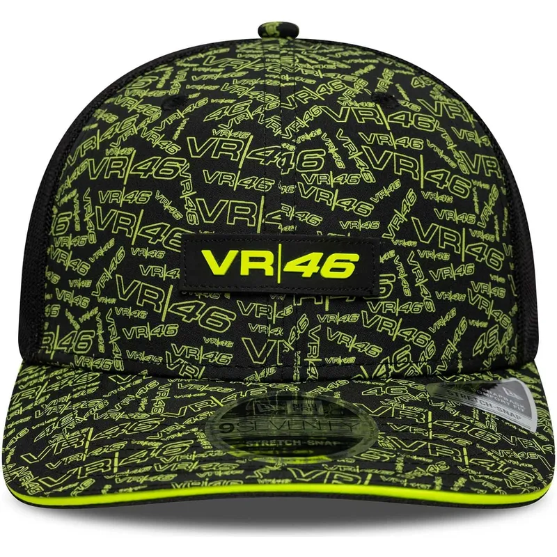 cappellino-trucker-nero-e-giallo-9seventy-stretch-snap-all-over-print-di-valentino-rossi-vr46-motogp-di-new-era