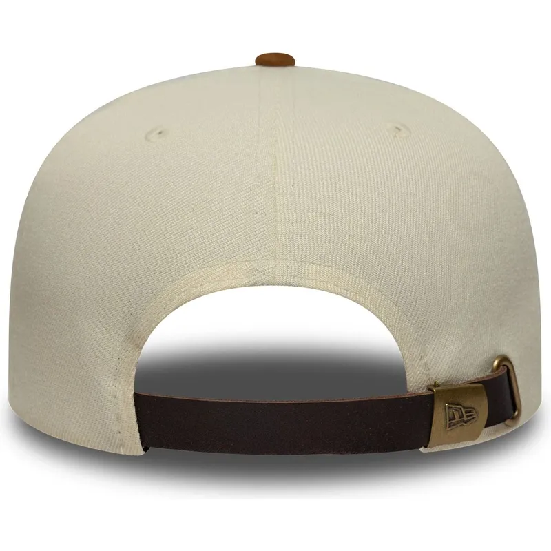 bezowo-brazowa-regulowana-czapka-z-zakrzywionym-daszkiem-9fifty-a-frame-suede-visor-los-angeles-dodgers-mlb-new-era