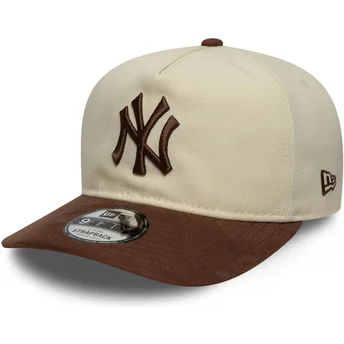 Beżowo-brązowa zakrzywiona czapka z regulacją 9FIFTY A Frame Suede Visor New York Yankees MLB New Era
