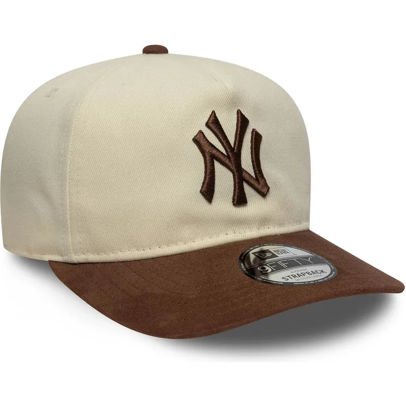 bojd-beige-och-brun-justerbar-keps-9fifty-a-frame-suede-visor-new-york-yankees-mlb-fran-new-era