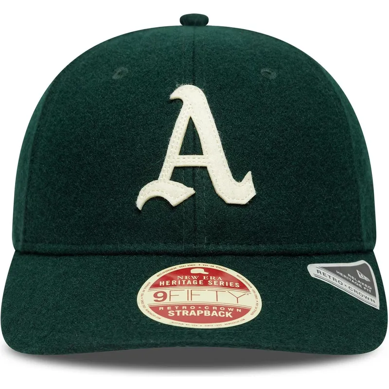 cappellino-curvo-verde-regolabile-9fifty-retro-crown-heritage-series-di-oakland-athletics-mlb-di-new-era