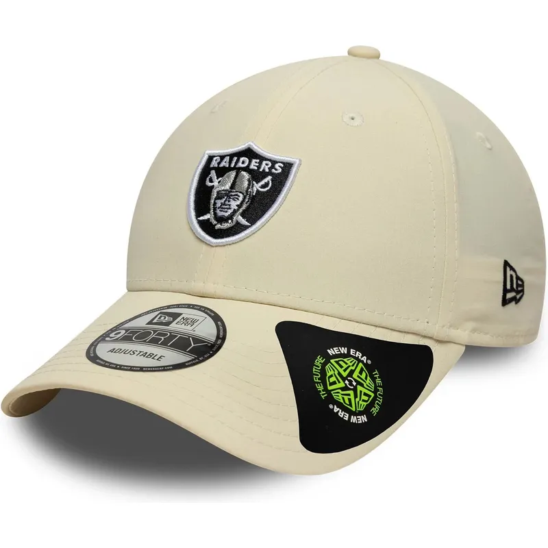 beige-verstellbare-curved-cap-9forty-recycled-midi-der-las-vegas-raiders-nfl-von-new-era