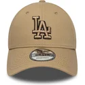 casquette-courbee-marron-ajustable-avec-logo-marron-9forty-outline-los-angeles-dodgers-mlb-new-era